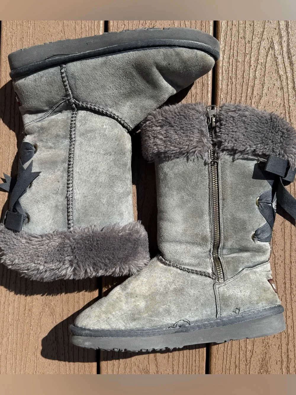LAMO SUEDE WOMENS WATERPROOF BOW BACK FAUX FUR LINED WINTER BOOTS SIZE 5